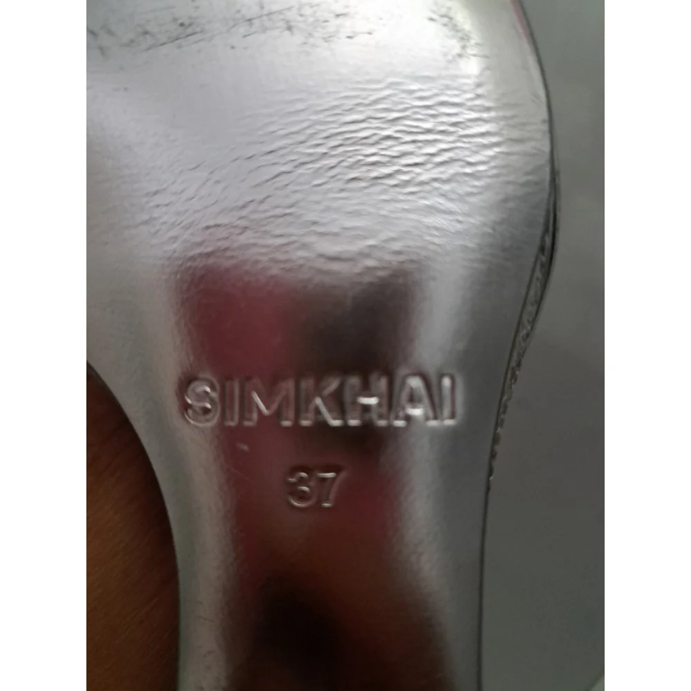 SIMKHAI Shoes Wedge Size EU37-US 7 Silver Mirrored Rhinestone Metallic‎